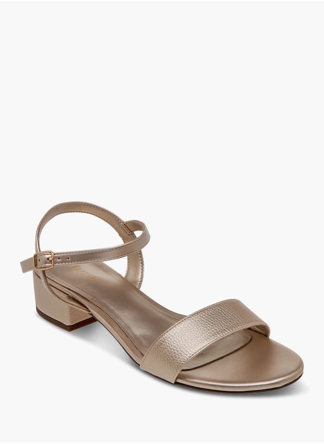 Women's Textured Sandals with Block Heels and Buckle Closure