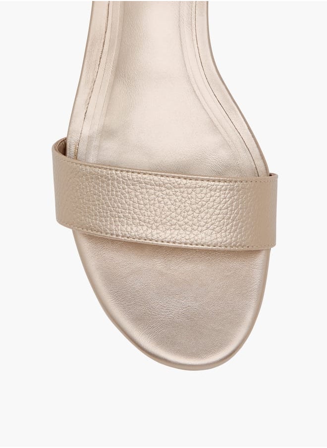 Women's Textured Sandals with Block Heels and Buckle Closure