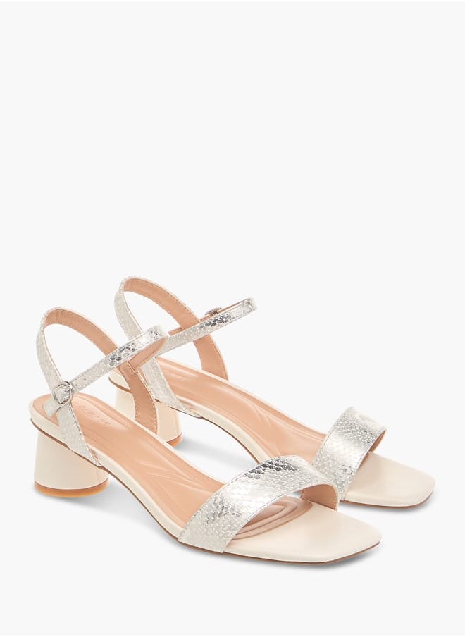 Women's Strap Sandals with Block Heels and Buckle Closure