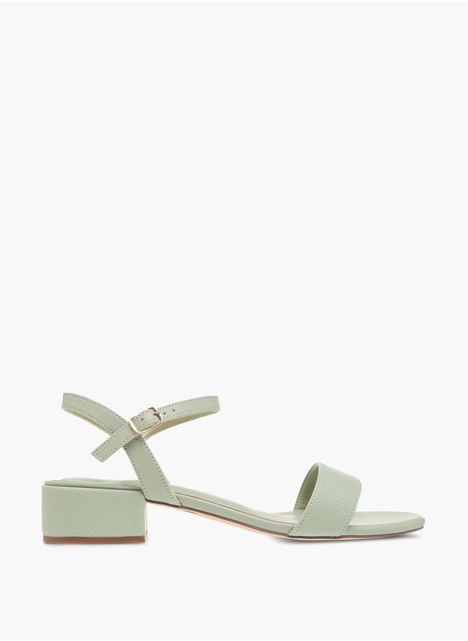 Women's Textured Sandals with Block Heels and Buckle Closure