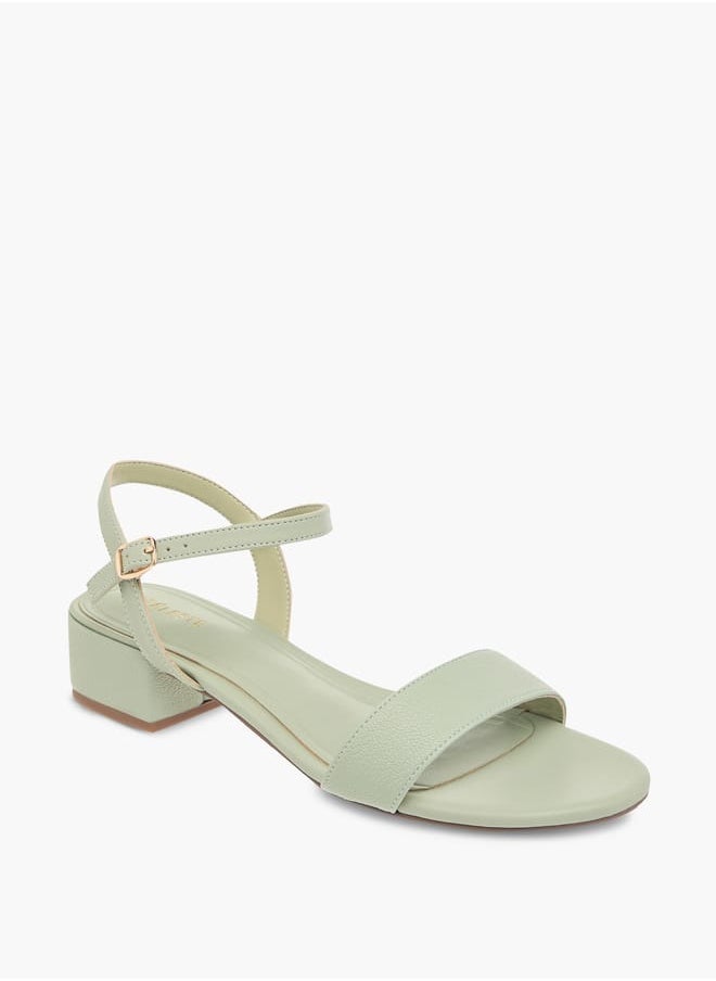 Women's Textured Sandals with Block Heels and Buckle Closure