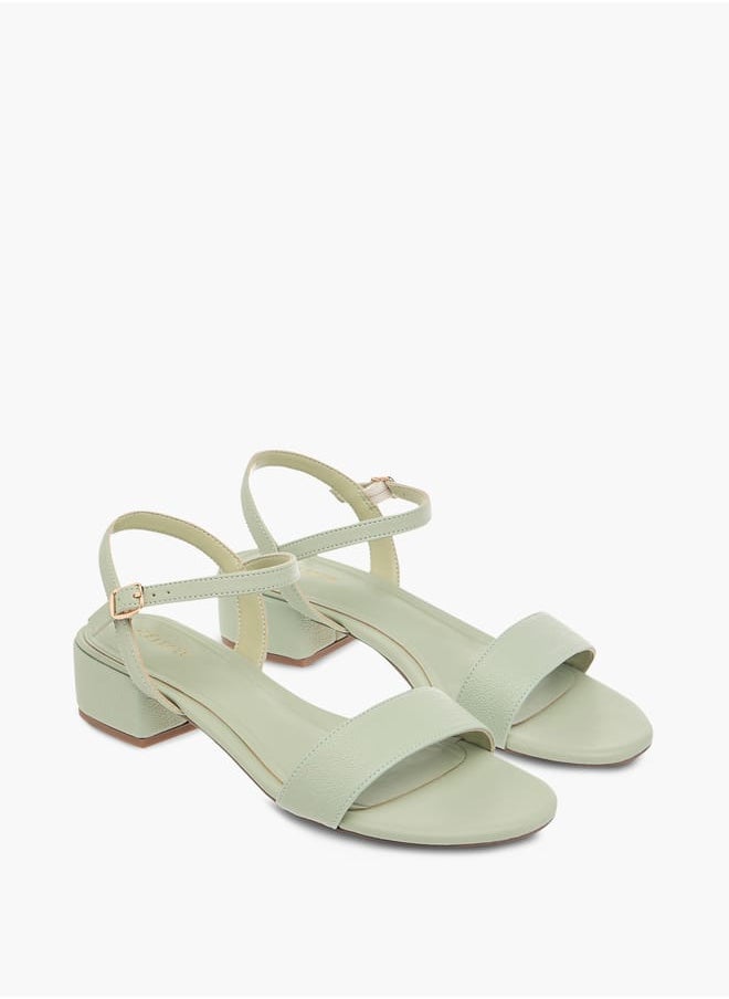 Women's Textured Sandals with Block Heels and Buckle Closure