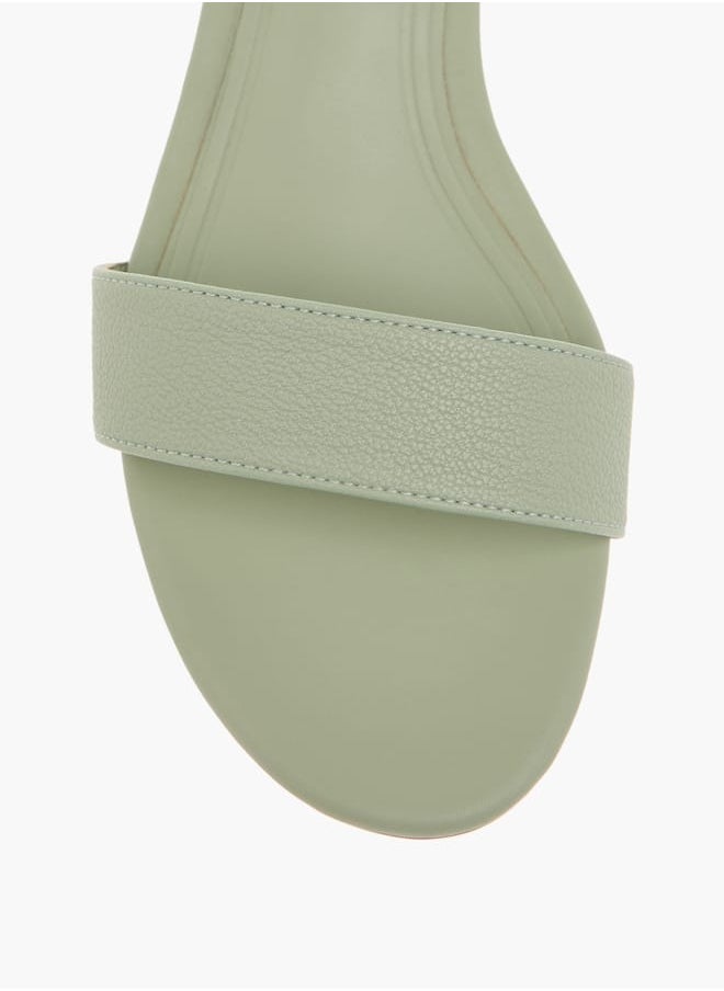 Women's Textured Sandals with Block Heels and Buckle Closure
