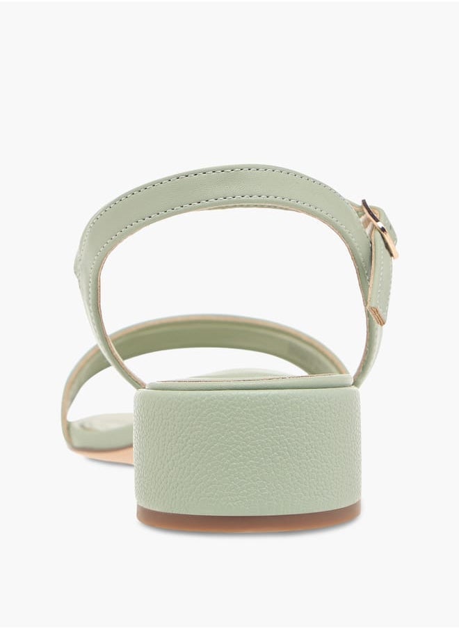 Women's Textured Sandals with Block Heels and Buckle Closure