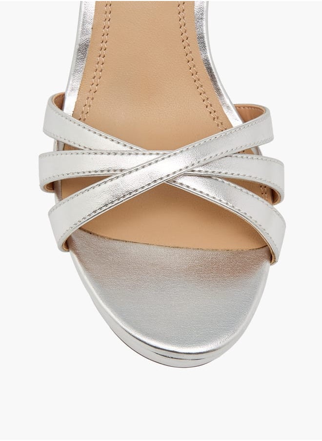 Women's Strappy Blocked Heel Sandals With Buckle Closure