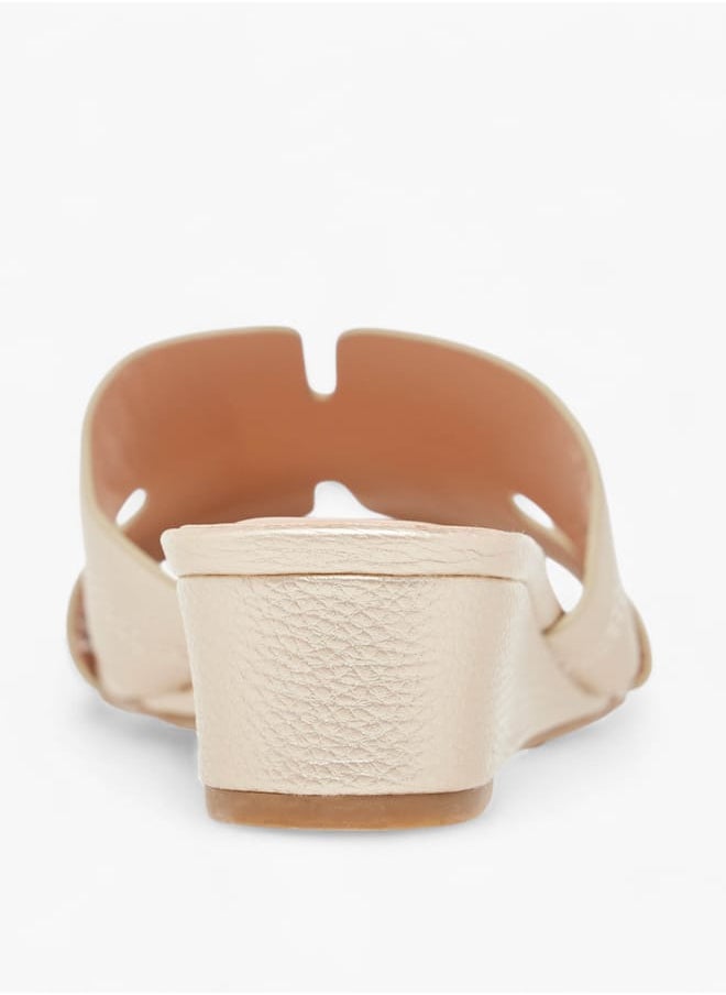 Women's Stitch Detail Slip-On Sandals with Wedge Heels
