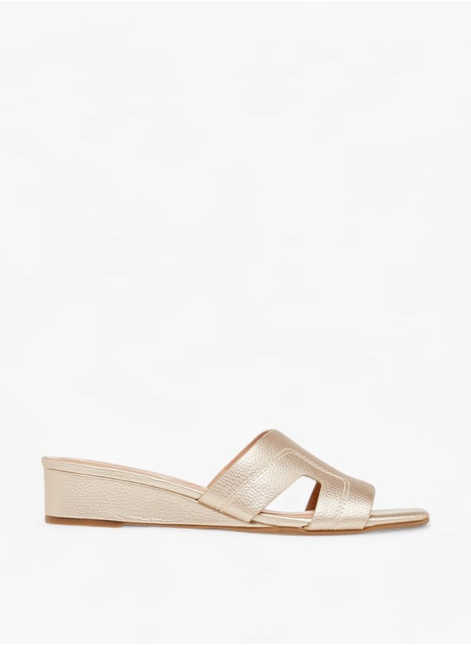 Women's Stitch Detail Slip-On Sandals with Wedge Heels