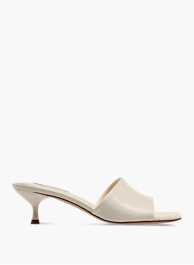 Women's Logo Embossed Slip-On Sandals with Kitten Heels