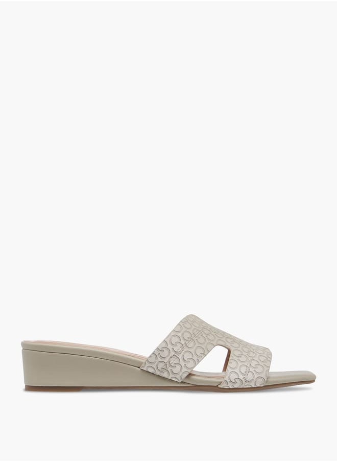Women's Stitch Detail Slip-On Sandals with Wedge Heels