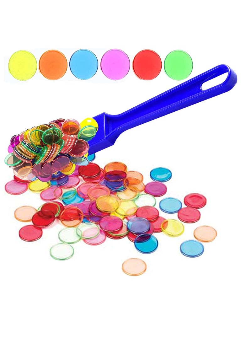 Magnetic Counting Kit for Kids - 6 Color Transparent Counters, Magnetic Tool & Stickers for Math Learning, Sorting & Family Games