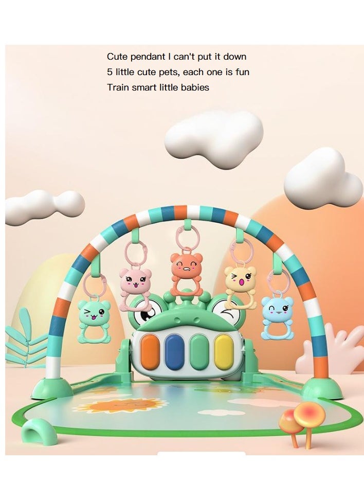Piano Gym Rack Toys 0-1 Year Old Baby Music Light Light and Gentle Newborn Music Pedals Piano Children's Educational Early Education Toys Fitness Mat 72x58x38cm