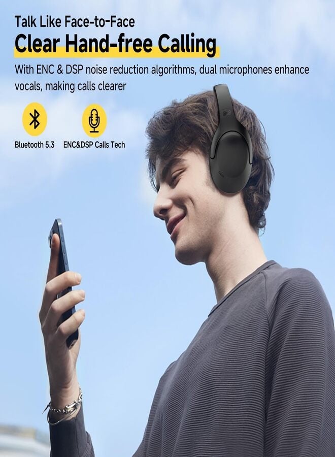 H3 LITE Active Noise Cancelling Headphones, Over-ear Bluetooth Headsets with Ambient Mode, 60H Playtime, Clear Calls, Mutipoint Wired and Wireless Connection - Black black