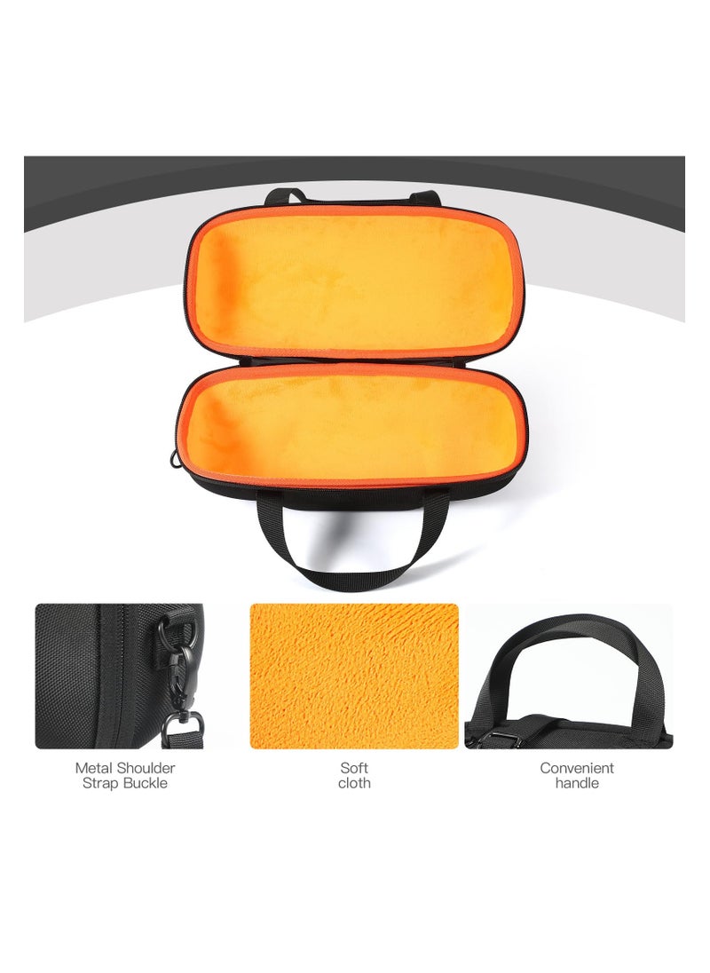 Hard Travel Case for JBL Xtreme 4 Portable Bluetooth Speaker - Durable Carrying Case with Soft Velvet Interior, Cables Pouch, and Detachable Shoulder Strap (Black Orange)