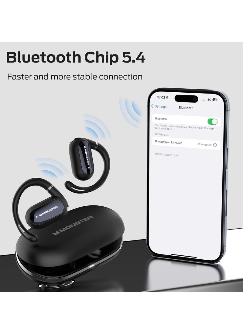 Open Ear AC322, Bluetooth 5.4 headset, 36 hours battery life, IPX5 waterproof, clear communication, ergonomic design, adjustable ear angle, not easy to fall off wireless Bluetooth headset.