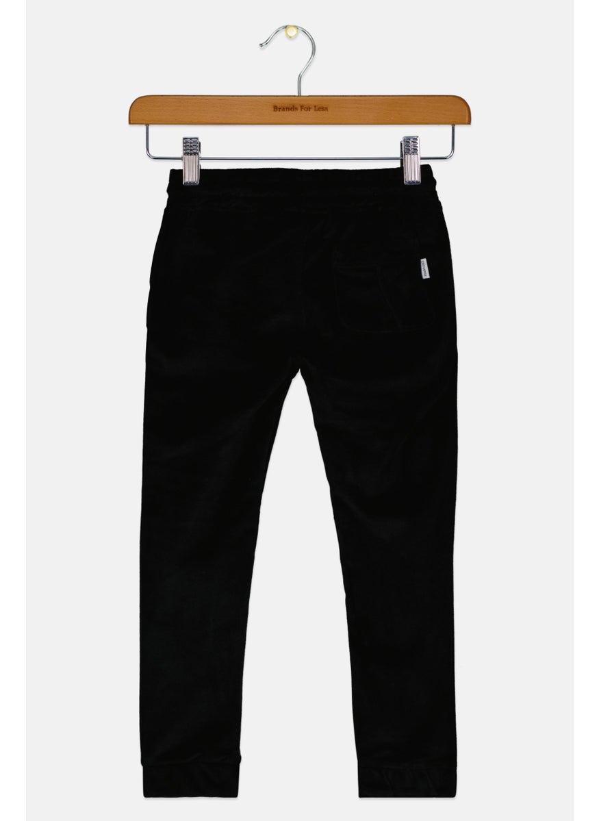 Kids Girls Brand Logo Straight Leg Pants, Black
