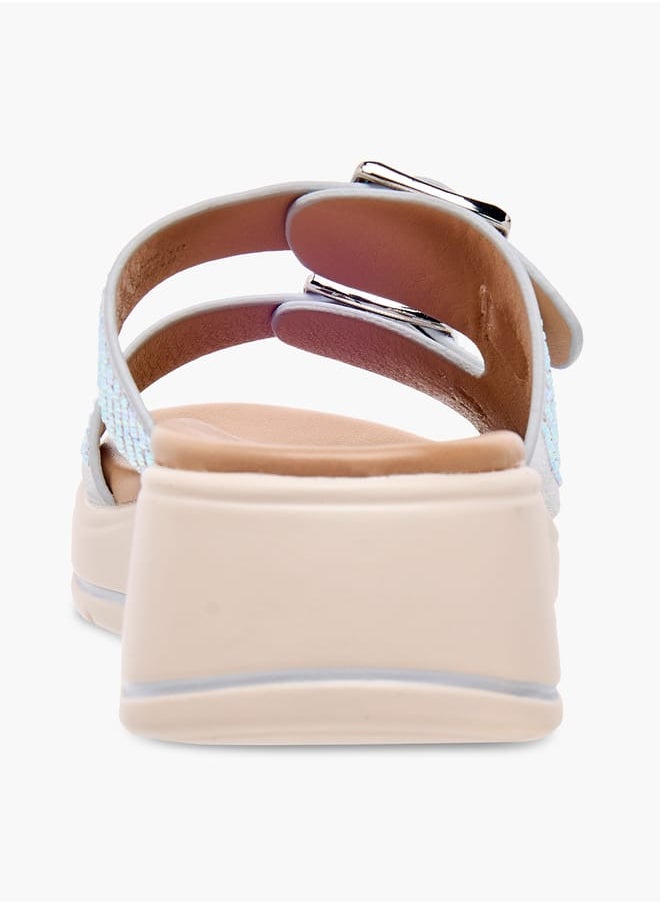 Girls Studded Slip-On Sandals with Buckle Detail