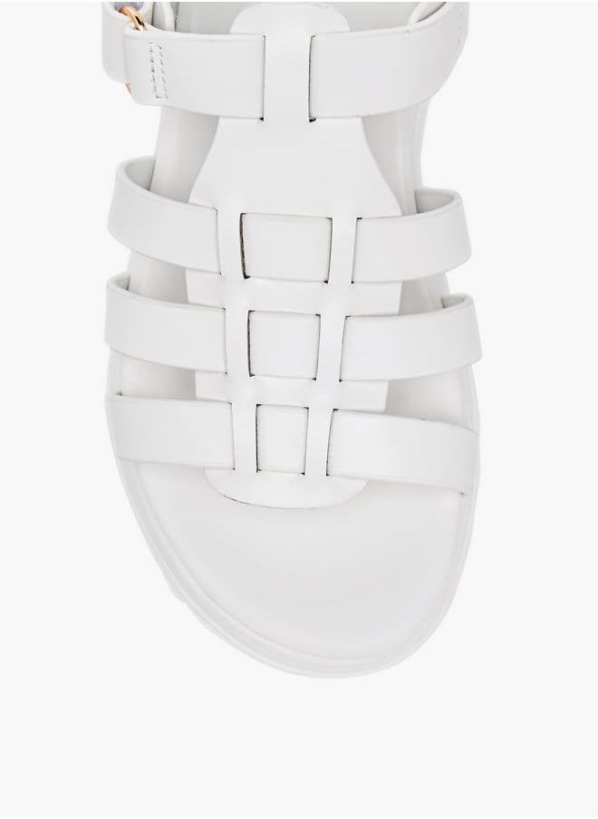 Girls Solid Chunky Sole Strap Sandals with Hook and Loop Closure