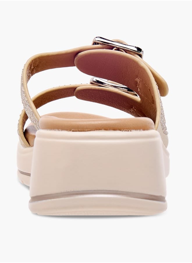 Girls Studded Slip-On Sandals with Buckle Detail