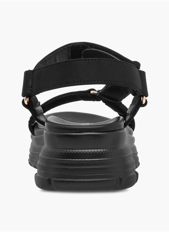Girls Embellished Chunky Sole Strap Sandals with Hook and Loop Closure