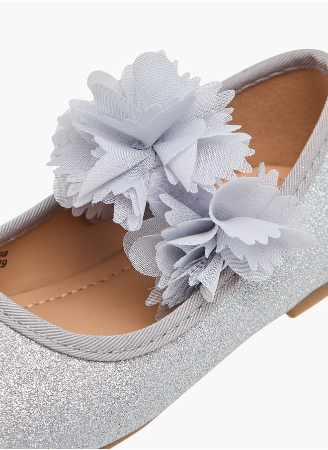 Girls Embellished Ballerina Shoes With Elasticated Strap