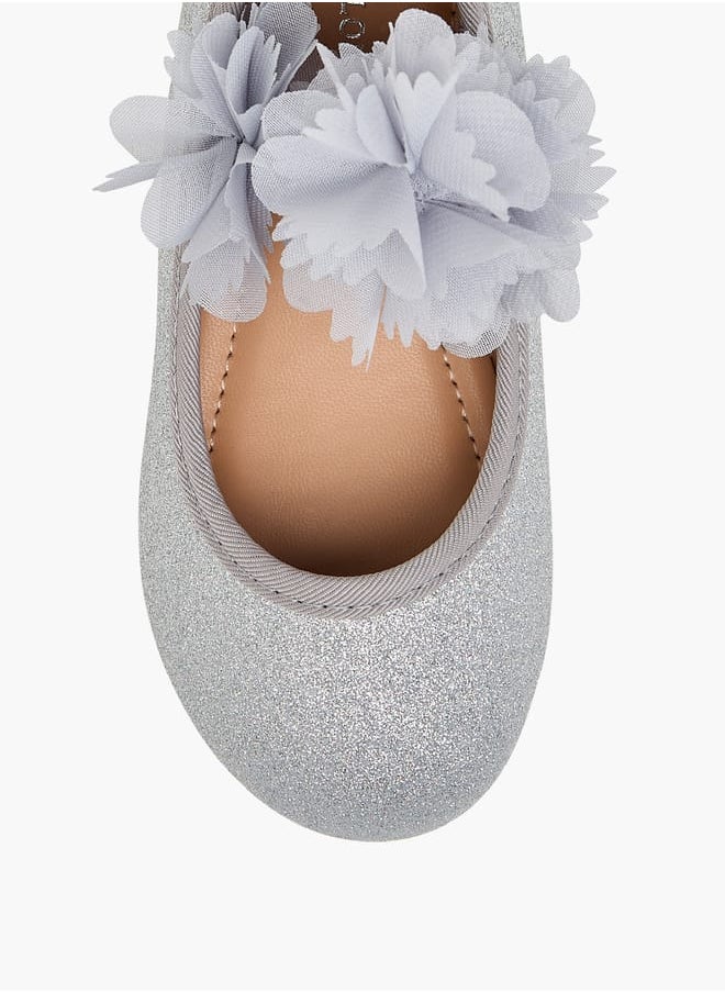 Girls Embellished Ballerina Shoes With Elasticated Strap