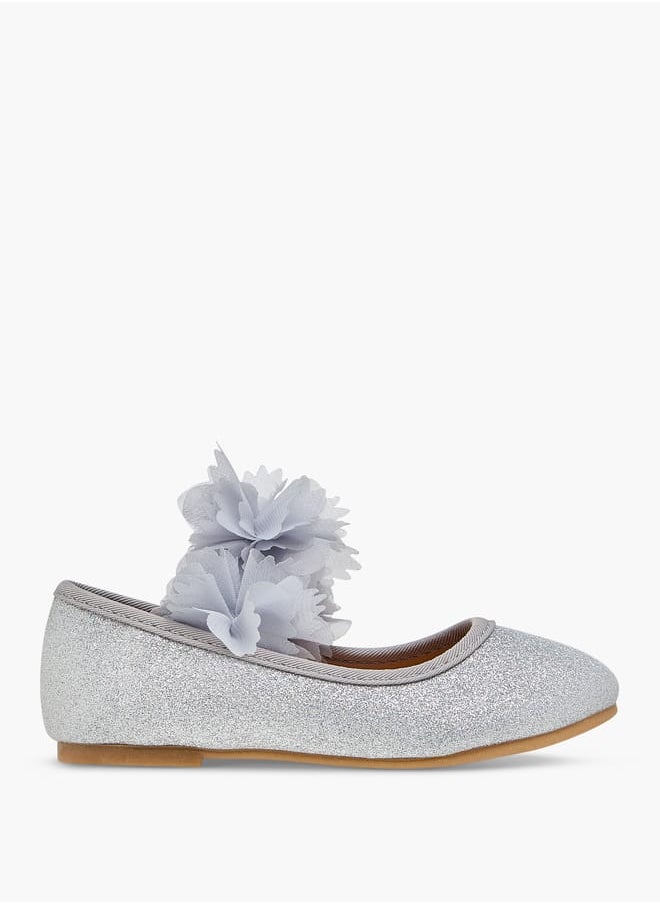 Girls Embellished Ballerina Shoes With Elasticated Strap