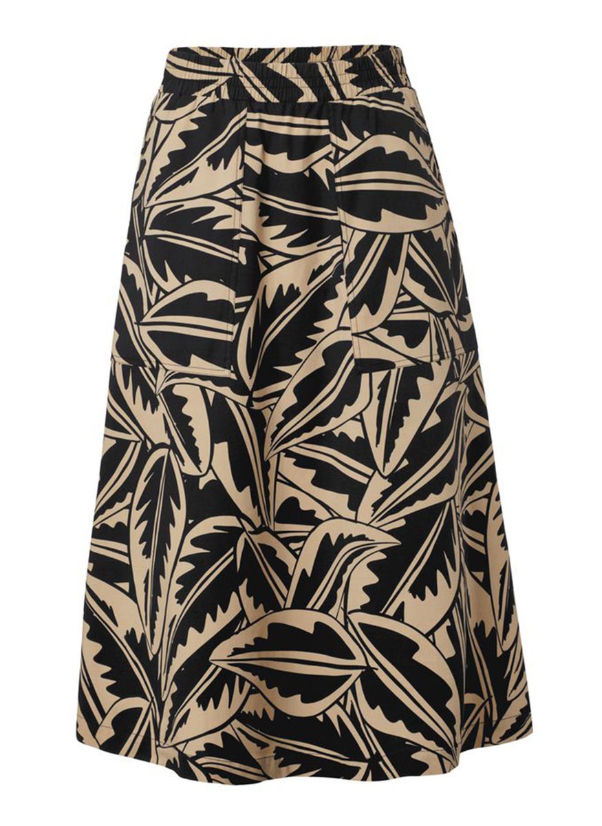 Women Abstract Midi Skirt, Black