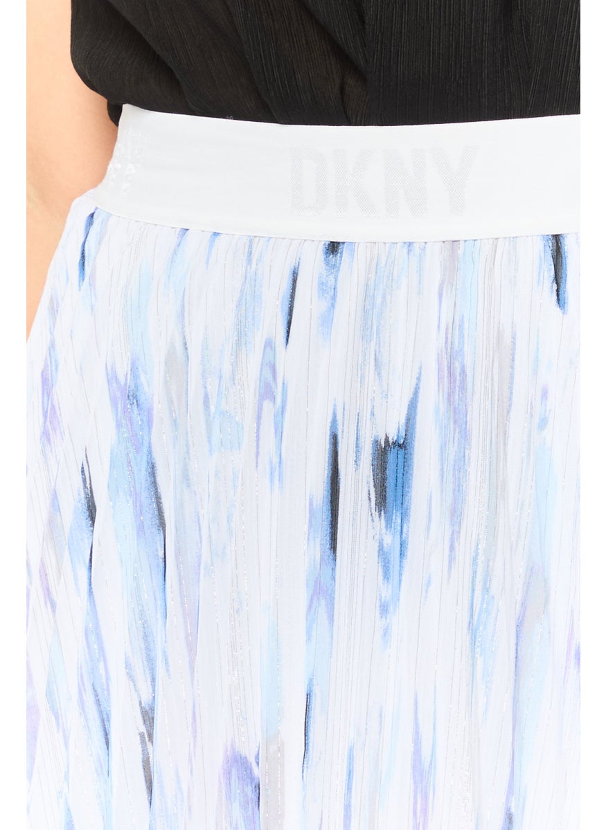 Women All Over Print Pleated Mini Skirts, White