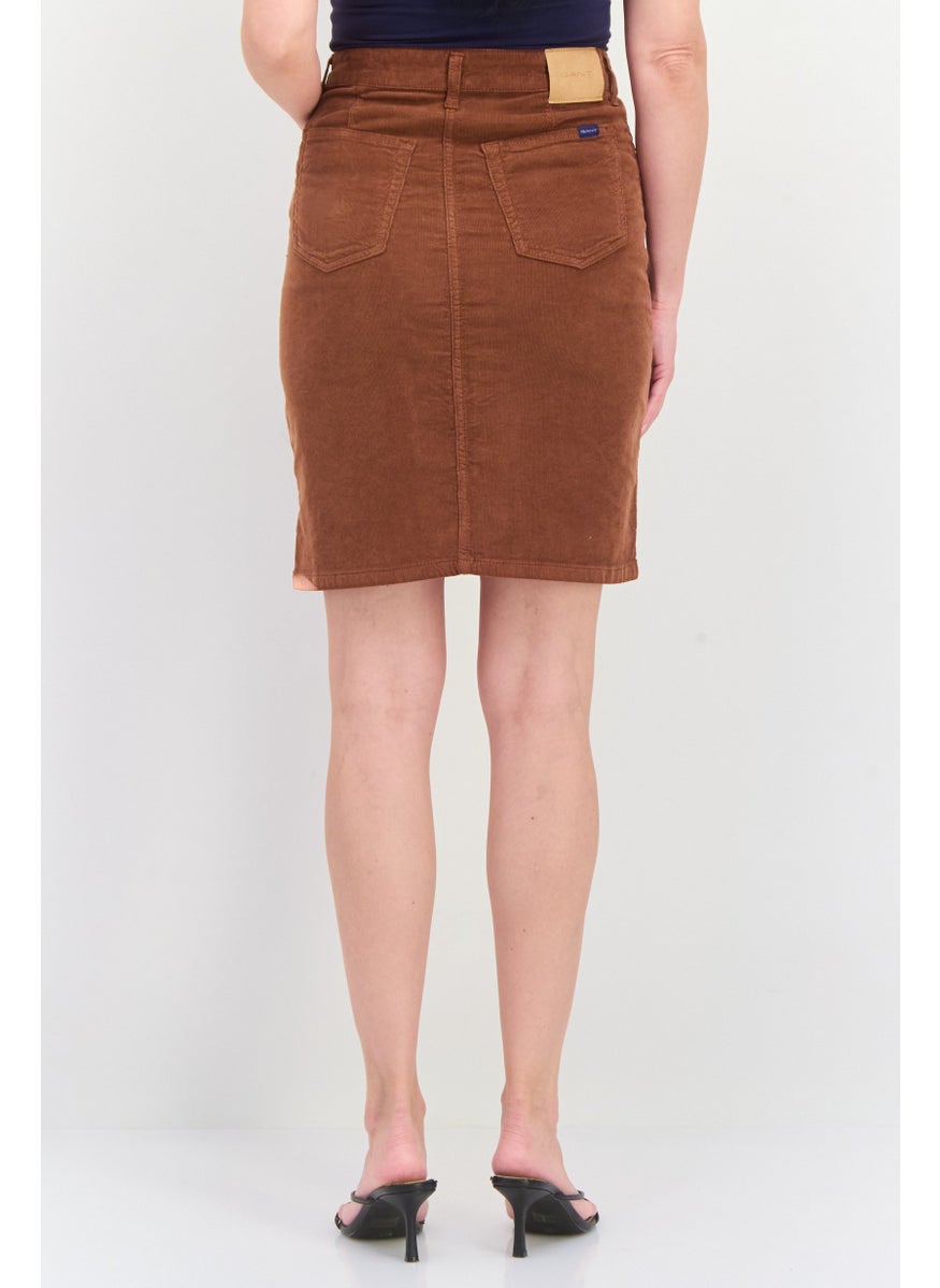 Women Textured Mini Skirt, Brown