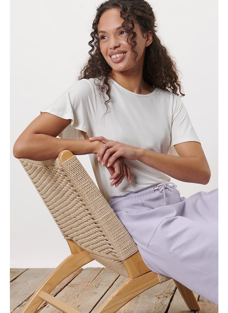 Women Plain Sweat Drawstring Skirt, Lavender