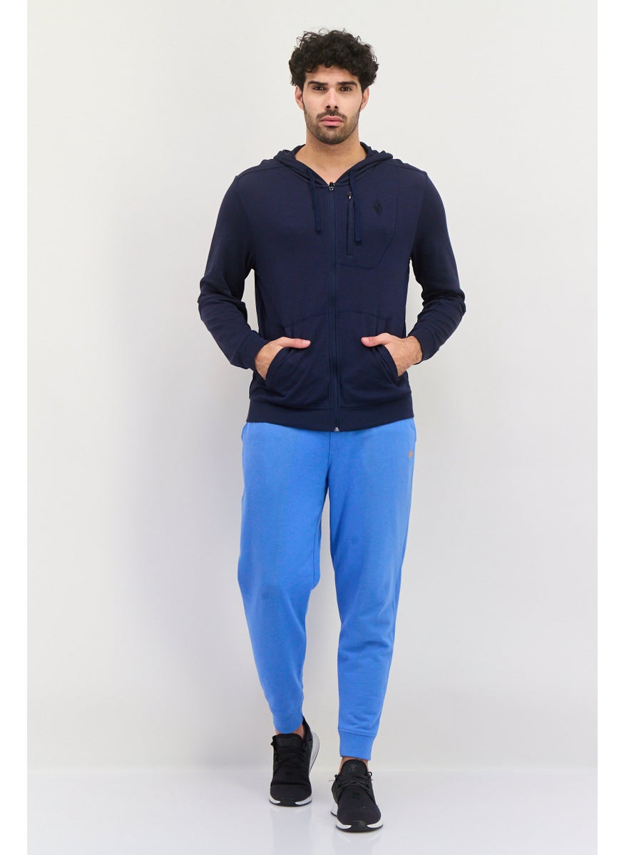 Men Sportswear Fit Long Sleeves Outdoor Hoodie, Navy