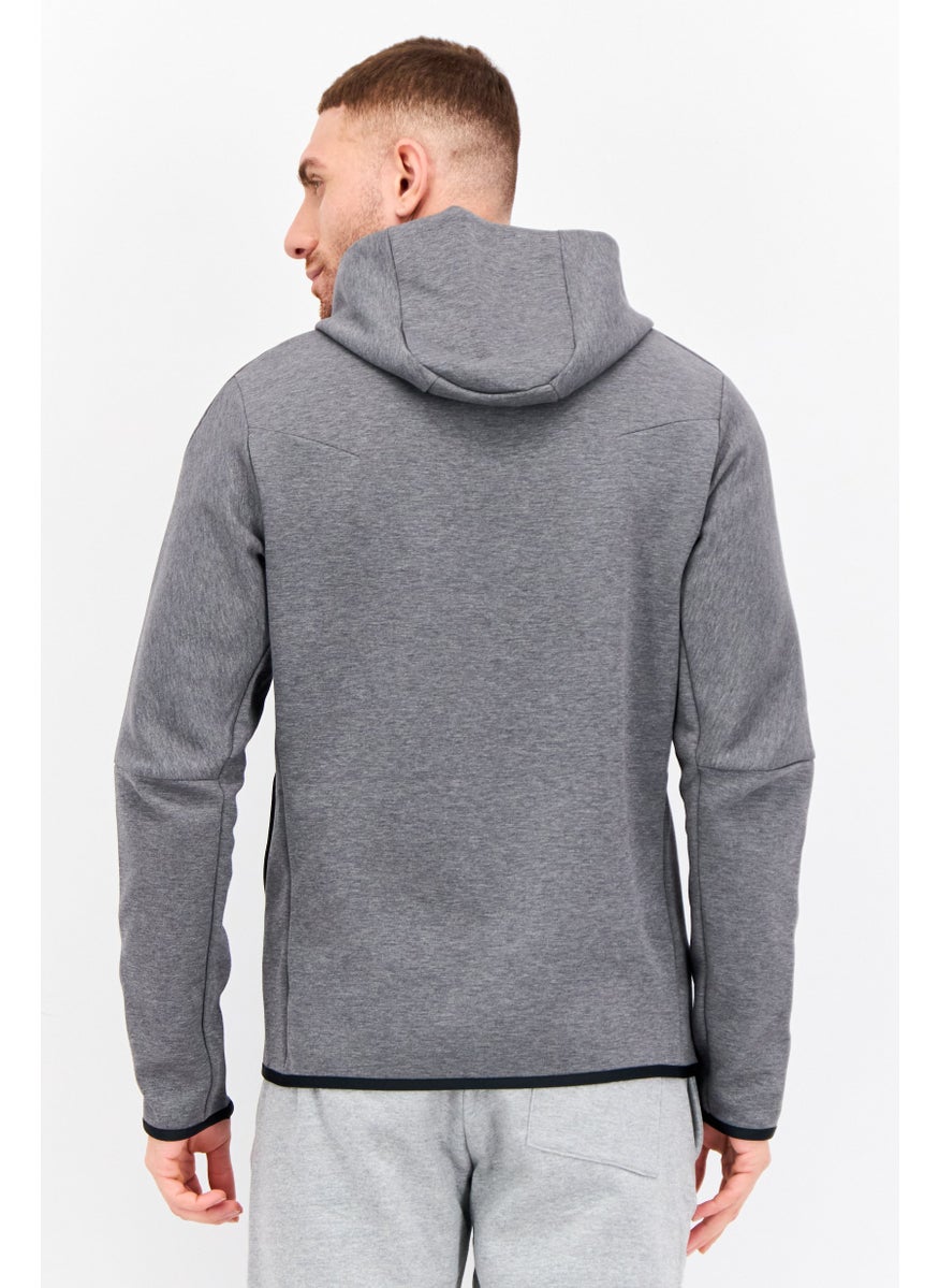 Men Sportswear Fit Long Sleeve Outdoor Hooded Sweatshirt, Grey