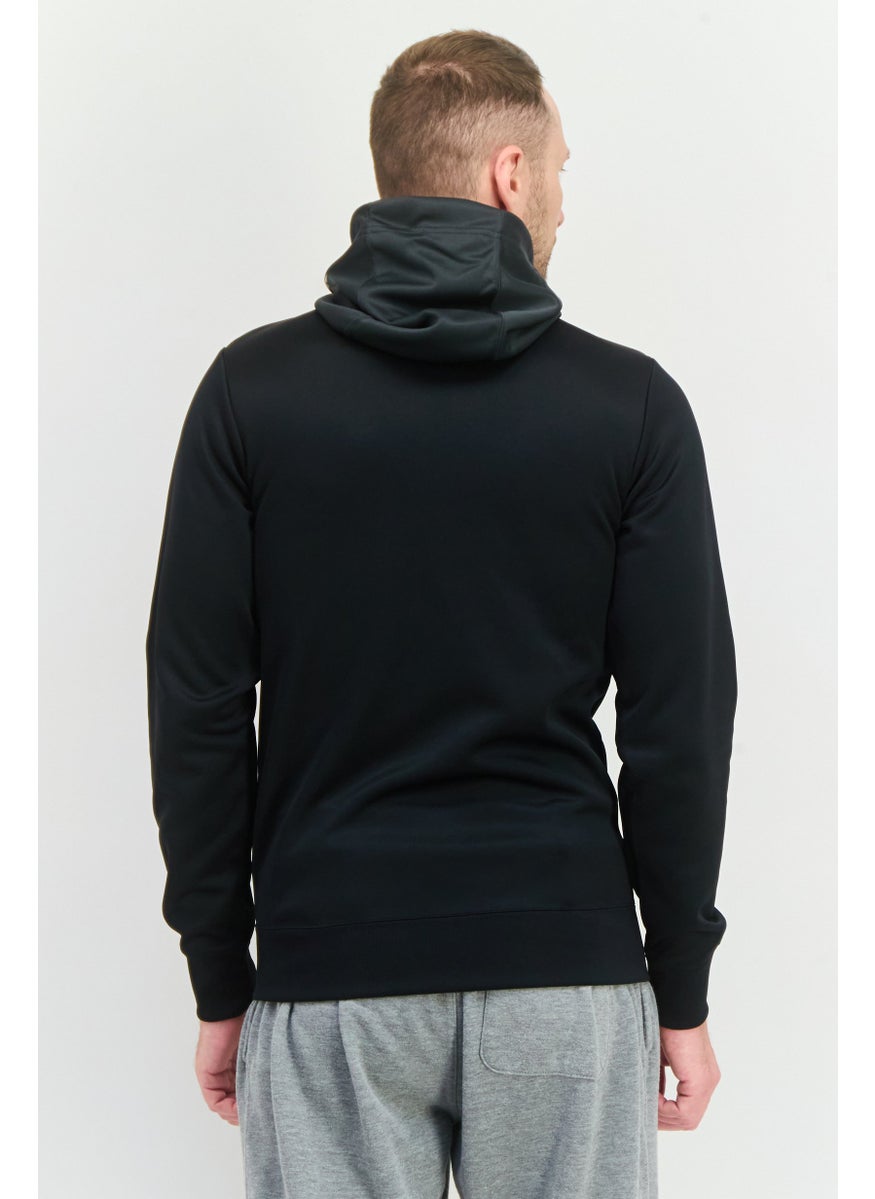 Men Sportswear Fit Long Sleeve Training Hooded Sweatshirt, Black