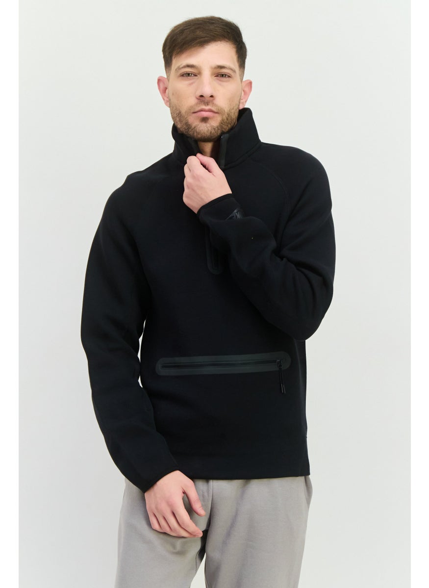 Men Sportswear Fit Long Sleeves Outdoor Sweatshirt, Black