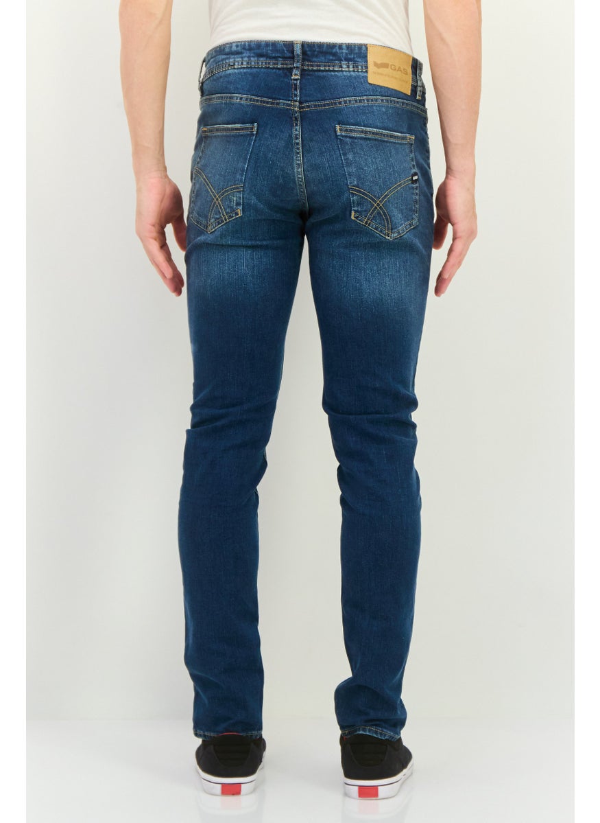 Men Skinny Fit Washed Denim Jeans, Blue