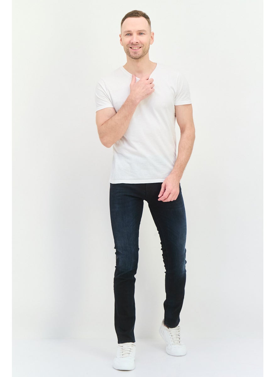 Men Skinny Fit Washed Denim Jean, Navy
