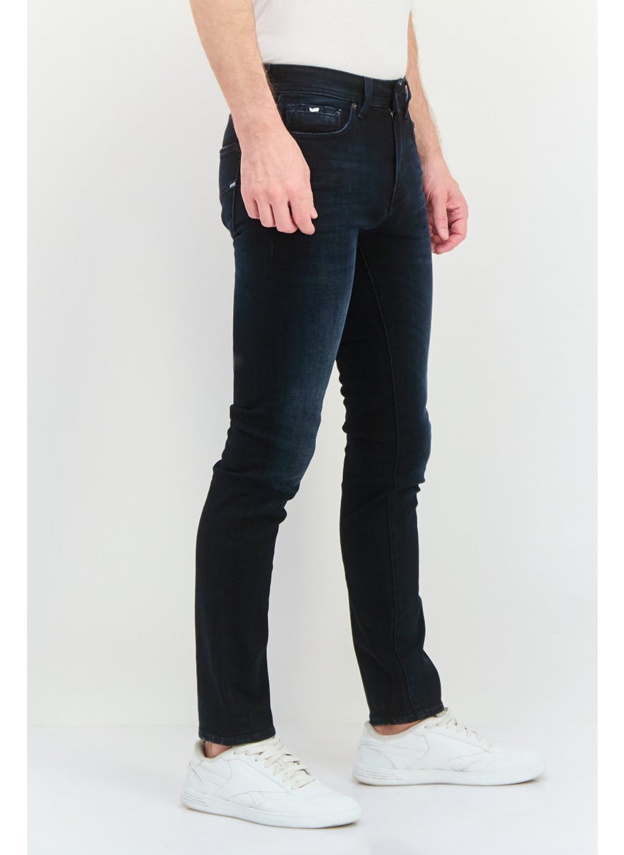 Men Skinny Fit Washed Denim Jean, Navy