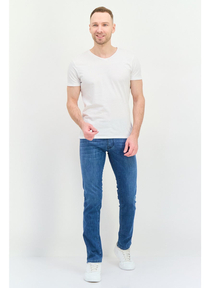 Men Slim Fit Washed Stretchable Denim Jeans, Blue