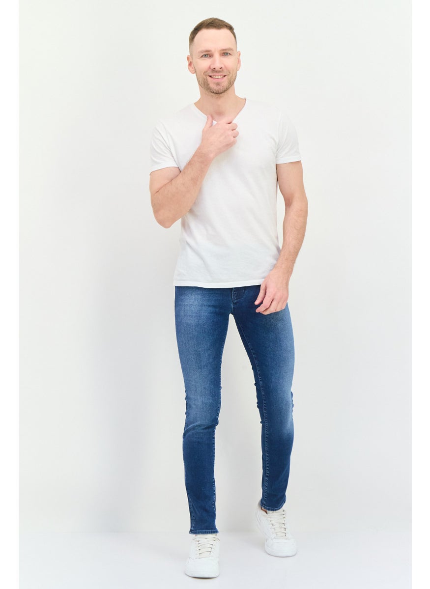 Men Skinny Fit Wash Stretchable Denim Jeans, Blue