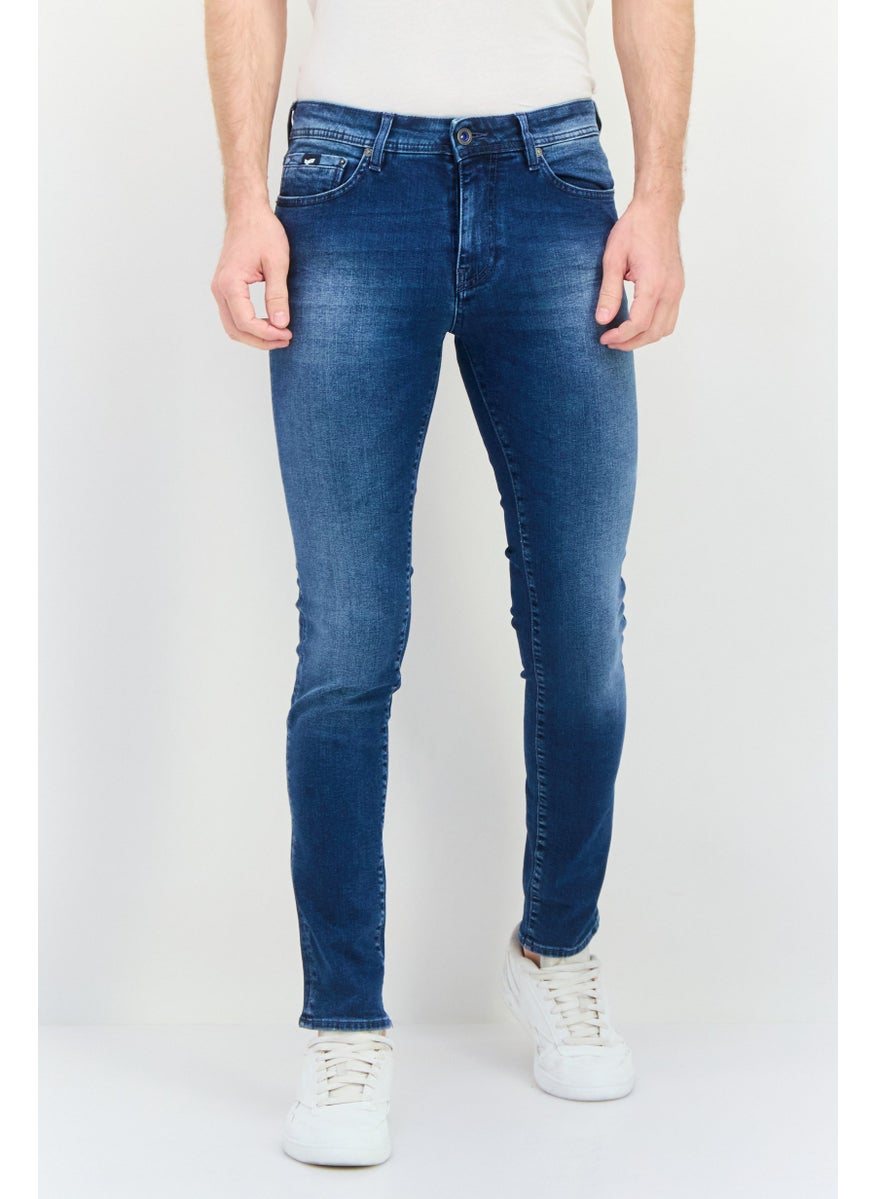 Men Skinny Fit Wash Stretchable Denim Jeans, Blue