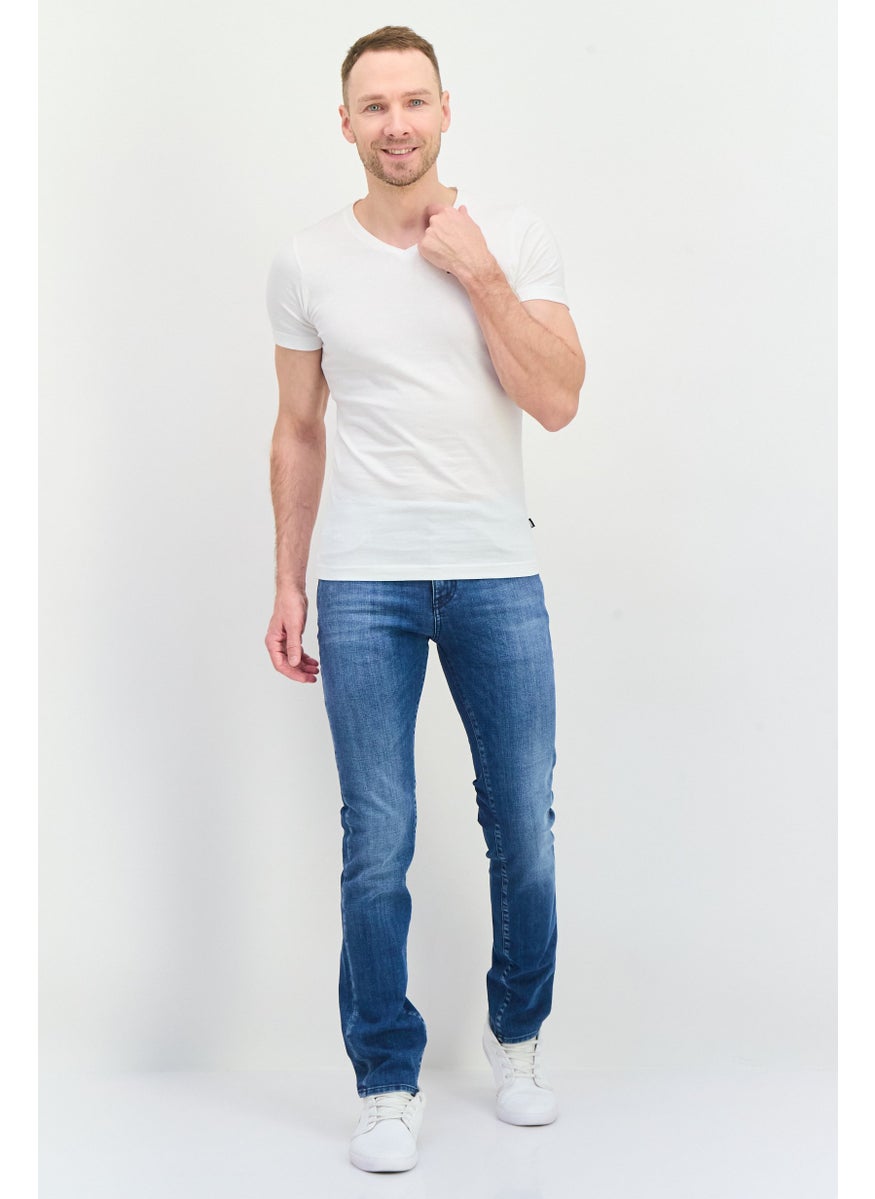 Men Regular Fit Wash Stretchable Denim, Blue