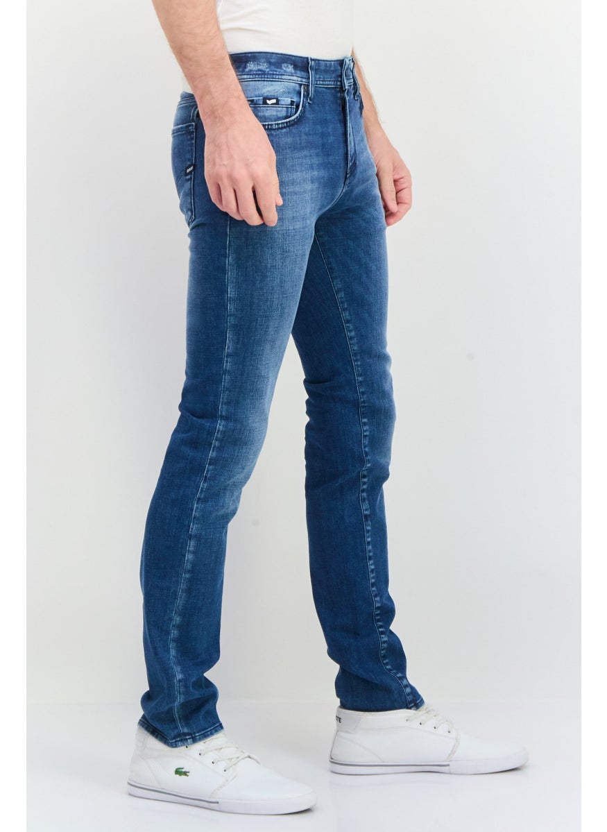 Men Regular Fit Wash Stretchable Denim, Blue