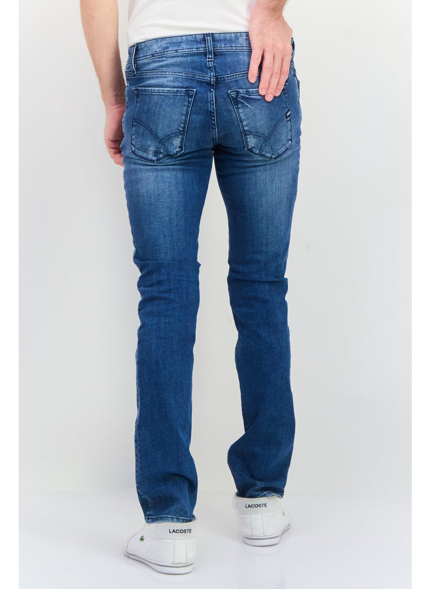 Men Regular Fit Wash Stretchable Denim, Blue
