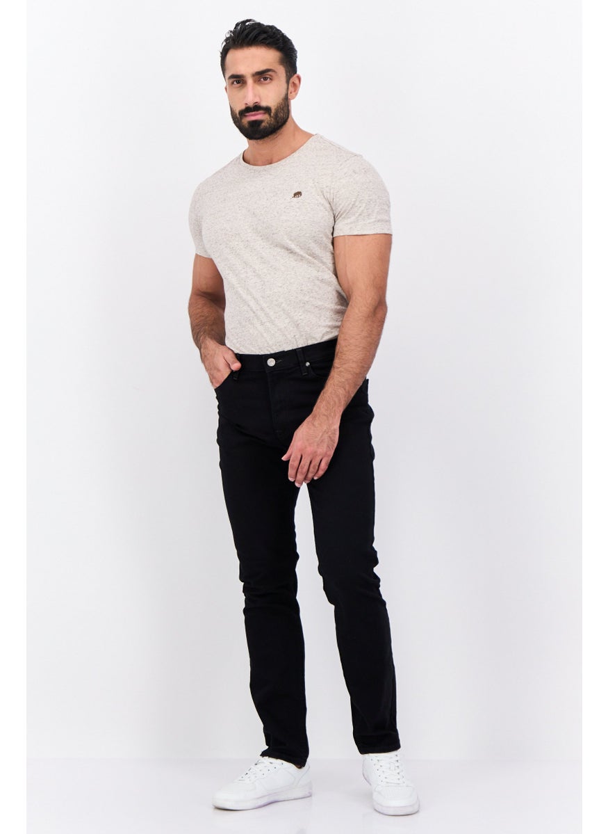 Men Slim Fit Solid Stretchable Jeans, Black