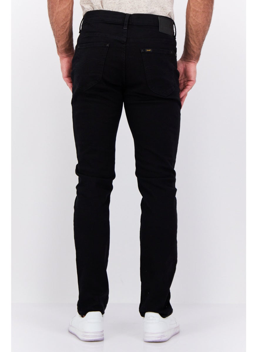 Men Slim Fit Solid Stretchable Jeans, Black