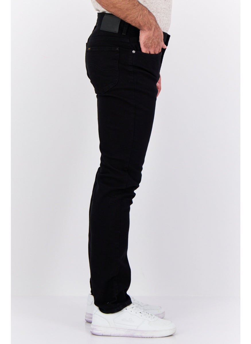 Men Slim Fit Solid Stretchable Jeans, Black
