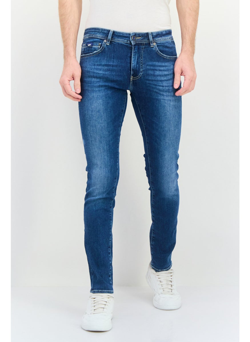 Men Skinny Fit Washed Stretchable Denim Jeans, Blue