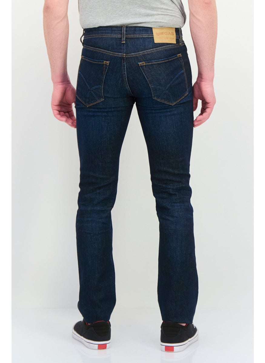 Men Slim Fit Wash Stretchable Denim Jeans, Navy