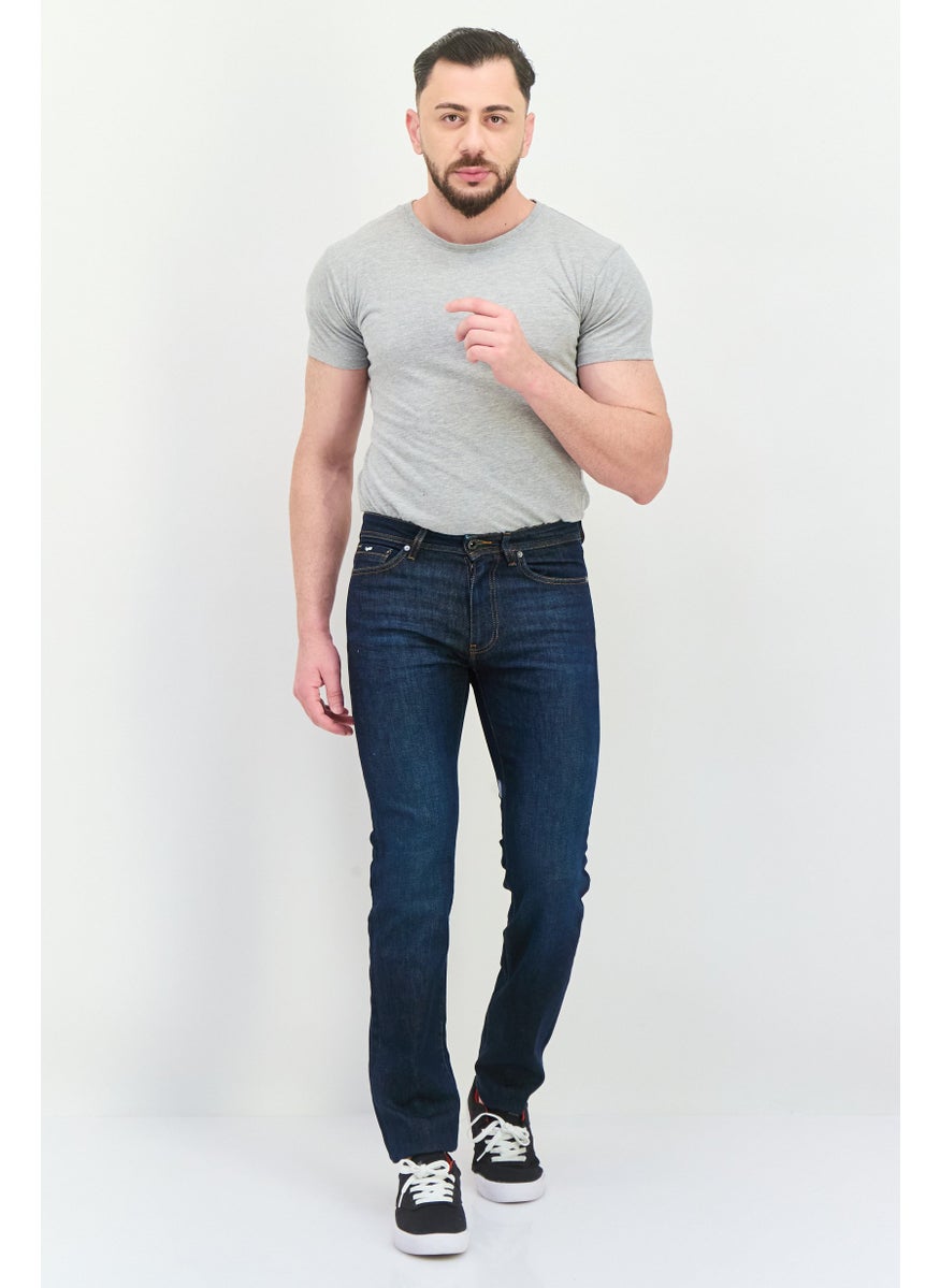 Men Slim Fit Wash Stretchable Denim Jeans, Navy