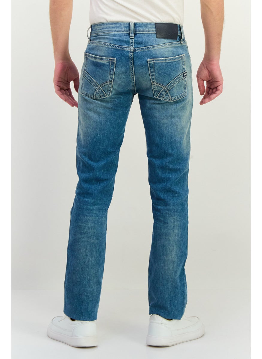 Men Slim Fit Washed Stretchable Albert Jeans, Blue